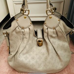 LV XL Sable Mahina Leather Hobo Bag